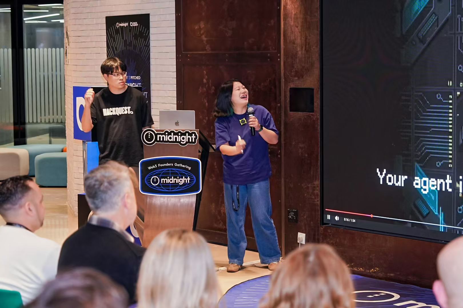 speaking at a Midnight event
